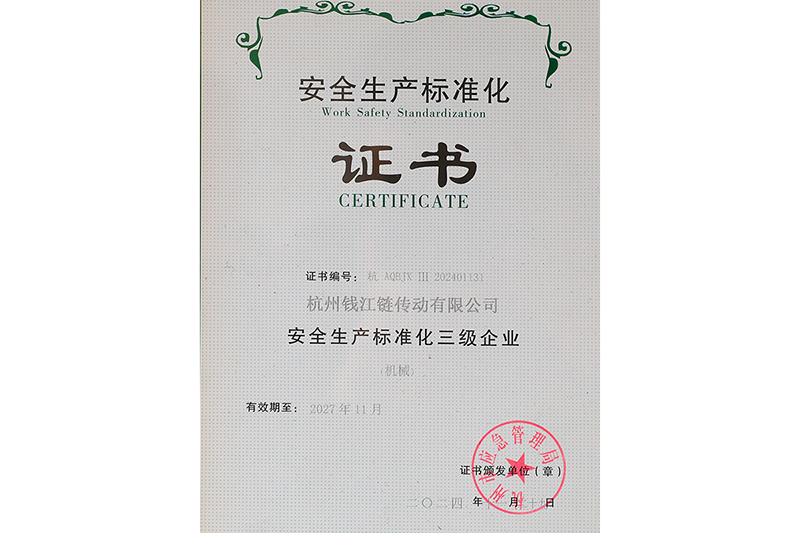 Safety Production Standardization Certificate
