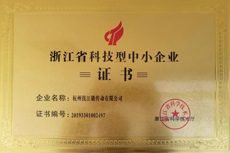 Zhejiang Province Science and Technology Small and Medium Enterprises Certificate